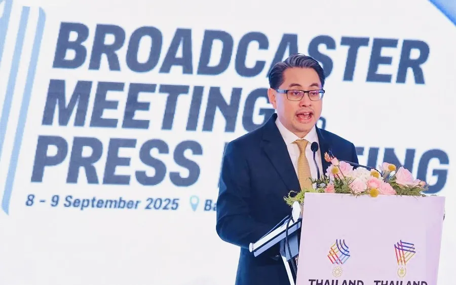 Đại diện Ban tổ chức SEA Games 33-2025 thông báo các nội dung về truyền thông, truyền hình. Ảnh: THAILANDOLYMPIC