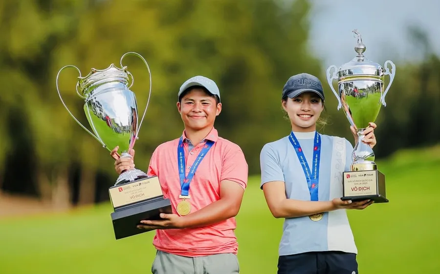 Tuấn Anh và Chúc An sẽ trong thành phần đội tuyển golf dự Đại hội thể thao trẻ châu Á 2025. Ảnh: VGA