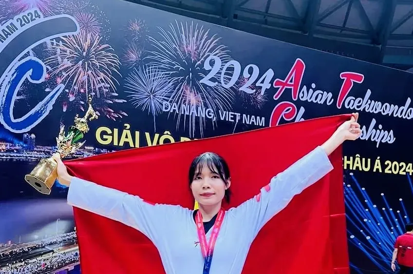 Đương kim vô địch châu Á, võ sĩ Bạc Thị Khiêm sẽ cùng đội tuyển taekwondo Việt Nam thi đấu giải vô địch thế giới 2025. Ảnh: MINH MINH