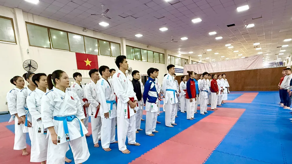 Đội tuyển karate Việt Nam đã chuẩn bị sẵn sàng để tranh tài SEA Games 33-2025. Ảnh: MINH CHIẾN