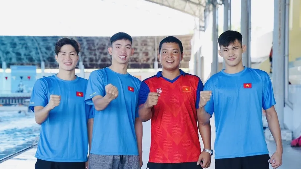 Các tuyển thủ trọng điểm của bơi Việt Nam tự tin tranh tài SEA Games 33-2025. Ảnh: HOÀNG VŨ