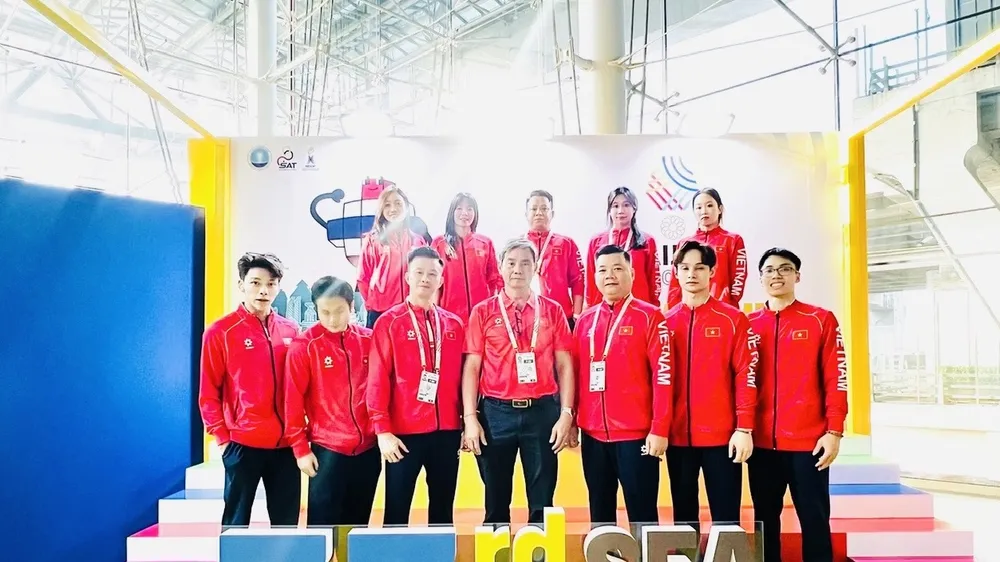 Đội tuyển TDDC Việt Nam đã có mặt tại Thái Lan và chuẩn bị thi đấu vào ngày 10-12. Ảnh: MINH CHIẾN