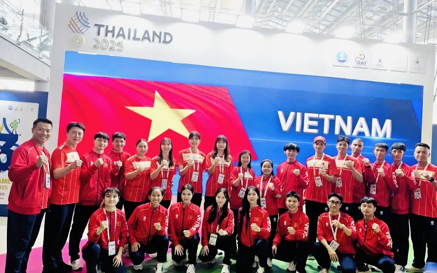 Đội tuyển taekwondo Việt Nam có mặt đầy đủ tại SEA Games 33-2025 để bước vào thi đấu. Ảnh: V.ANH TUẤN