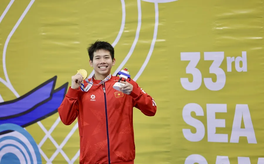 Nguyễn Quang Thuấn lần đầu giành HCV SEA Games trong sự nghiệp. Ảnh: DŨNG PHƯƠNG