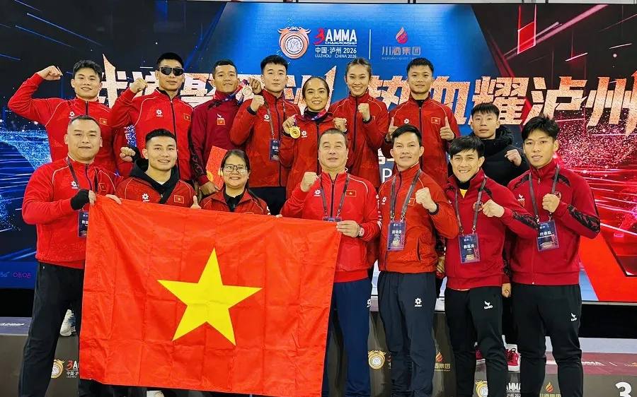 Đội tuyển võ thuật tổng hợp Việt Nam thi đấu giải vô địch châu Á 2026. Ảnh: TỐNG HÒA