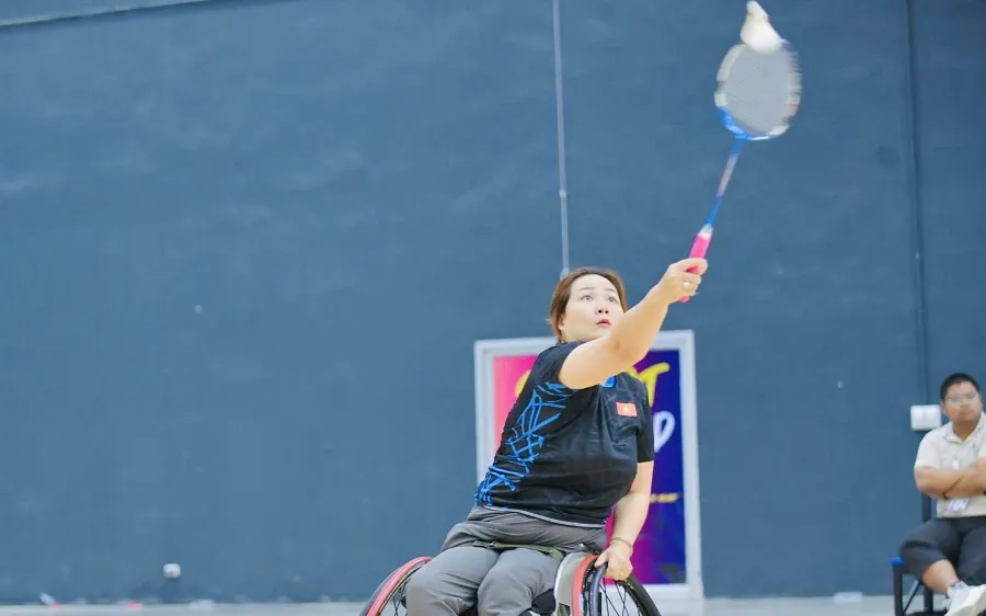 VĐV thể thao người khuyết tật Việt Nam tập luyện chuẩn bị trước thi đấu chính thức. Ảnh: THÁI DƯƠNG