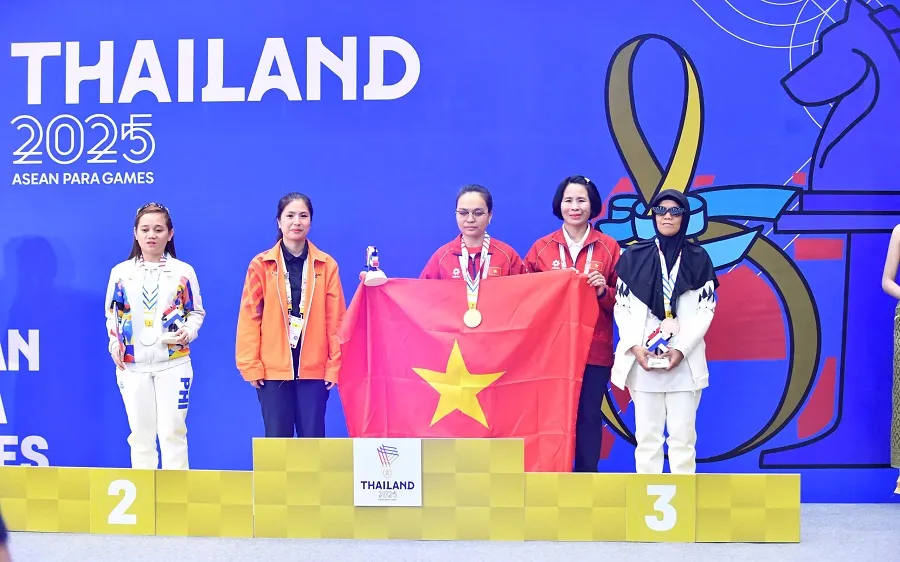 Đoàn thể thao người khuyết tật Việt Nam đang nỗ lực thi đấu tại Thái Lan. Ảnh: THÁI DƯƠNG
