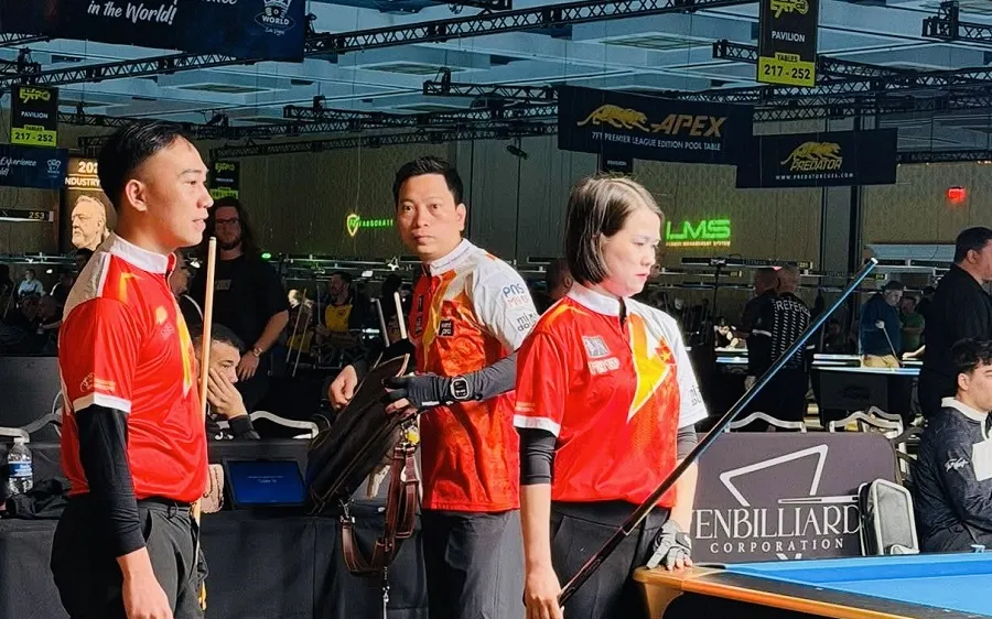 Đội billiards Việt Nam tại giải vô địch pool 10 bi đồng đội thế giới 2026 ở Mỹ. Ảnh: HOÀNG SAO