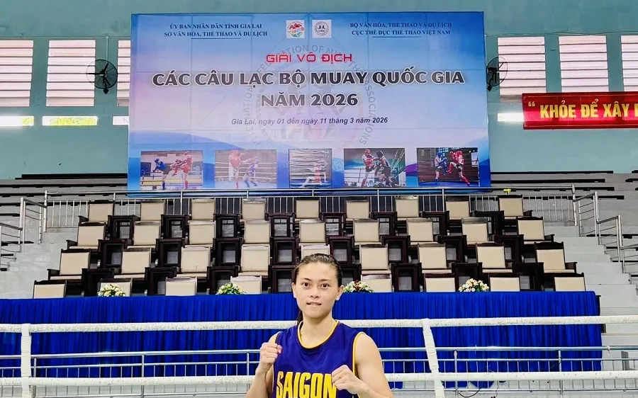 Võ sĩ Huỳnh Hà Hữu Hiếu của đội muay TPHCM. Ảnh: H.HIẾU