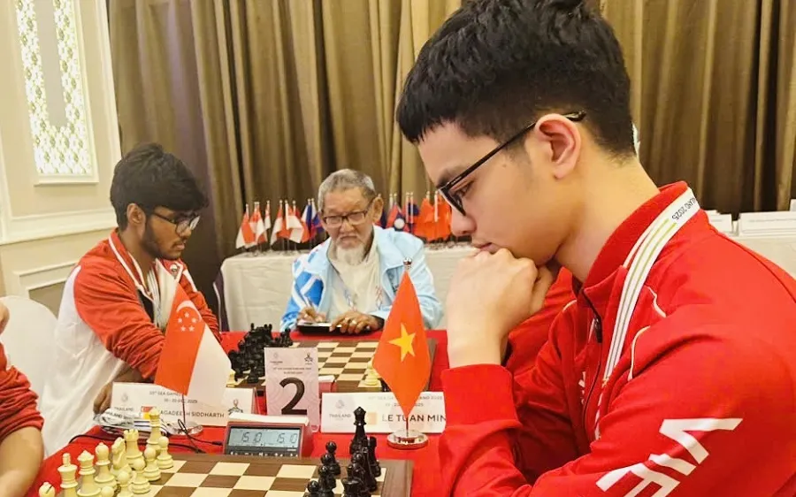 Kỳ thủ Bành Gia Huy đã đạt phong độ tốt từ sau khi tham dự SEA Games 33-2025. Ảnh: MINH MINH