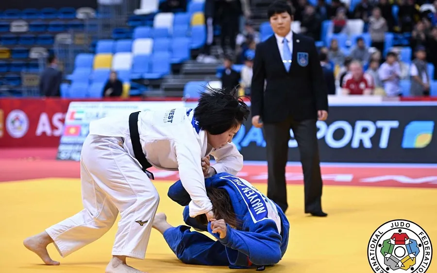 Võ sĩ Nguyễn Ngọc Diễm Phương (xanh) của đội tuyển judo Việt Nam. Ảnh: IJF