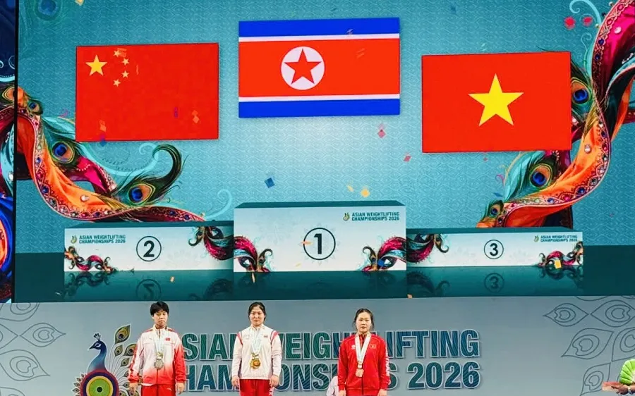 Tuyển thủ Quàng Thị Tâm giành được HCĐ tại giải cử tạ châu Á 2026. Ảnh: MINH MINH