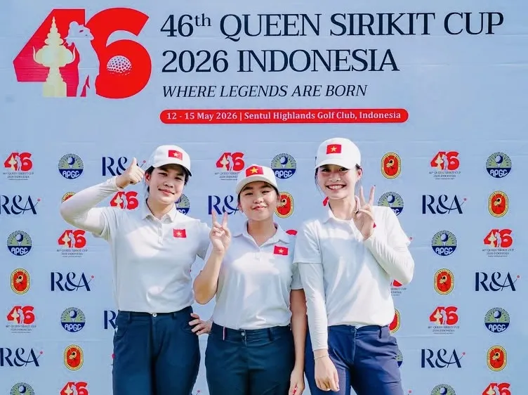 Lê Chúc An và đội tuyển golf nữ Việt Nam đã hoàn thành chương trình thi đấu tại giải. Ảnh: VGA