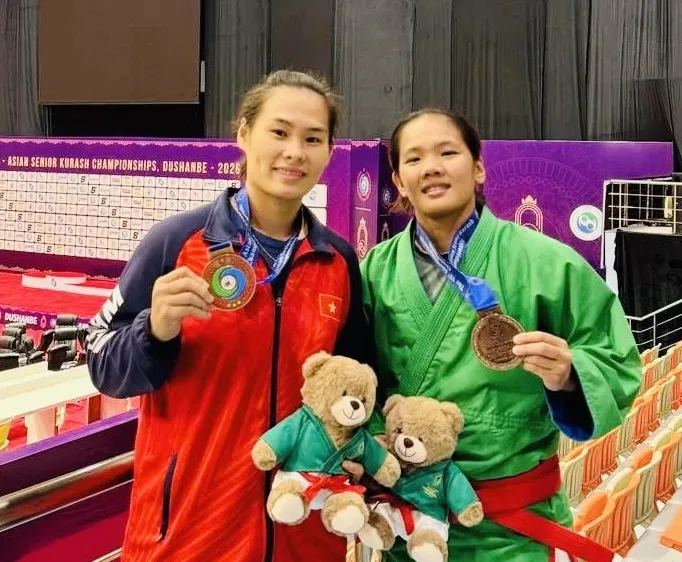 Võ sĩ kurash Việt Nam đã tham dự giải vô địch châu Á 2026 ở Tajikistan. Ảnh: TUẤN HỌC