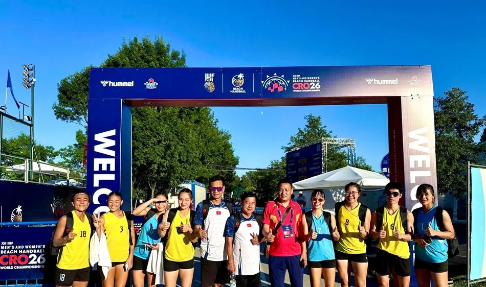 Đội tuyển bóng ném bãi biển nữ Việt Nam tại giải vô địch thế giới 2026. Ảnh: VHF