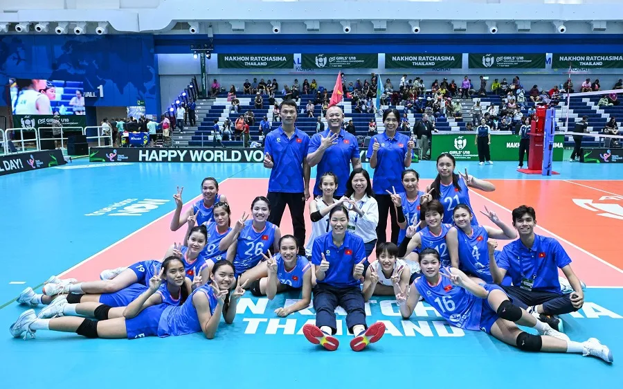 Đội tuyển bóng chuyền nữ U18 Việt Nam kết thúc thi đấu tại Thái Lan, về nước ngày 8-7. Ảnh: AVC