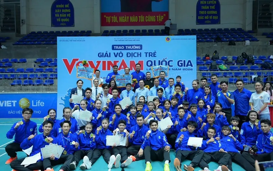 Đội vovinam TPHCM đã dẫn đầu toàn đoàn về kết quả thi đấu tại giải vô địch trẻ quốc gia 2026. Ảnh: NGÔ BÁ