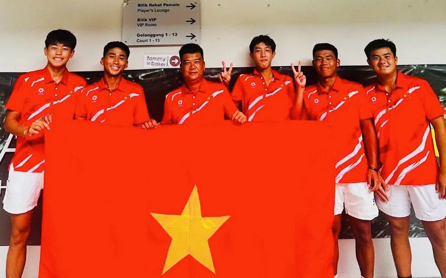 Đội quần vợt nam Việt Nam đã thi đấu hoàn thành nhiệm vụ trụ hạng tại Davis Cup 2026. Ảnh: VTF