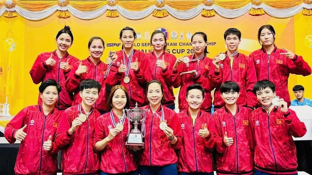 Đội tuyển cầu mây nữ Việt Nam gặp thách thức tại ASIAD 20 khi nằm cùng bảng với đội Thái Lan trong nội dung 4 người. Ảnh: THÁI XUÂN