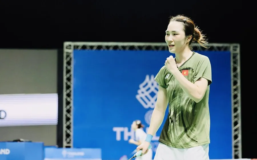 Tay vợt Vũ Thị Trang đã vào tứ kết đơn nữ giải đấu tại Hàn Quốc. Ảnh: DŨNG PHƯƠNG