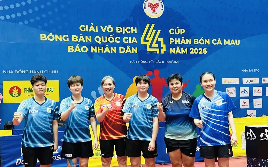Đội bóng bàn nữ TPHCM đã có HCV nội dung đồng đội tại Đại hội thể thao toàn quốc lần thứ X-2026. Ảnh: LIÊN ĐOÀN BÓNG BÀN VN VTTF