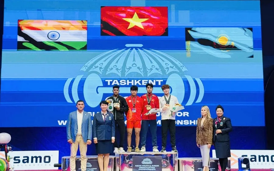 Lực sĩ trẻ của cử tạ Việt Nam có thành tích HCV tại giải đấu năm nay ở Uzbekistan. Ảnh: NGUYỄN HUY
