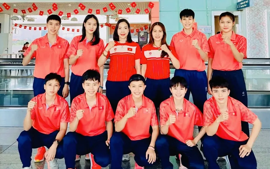 Đội tuyển cầu mây nữ Việt Nam sang Thái Lan tập huấn. Ảnh: THÁI XUÂN