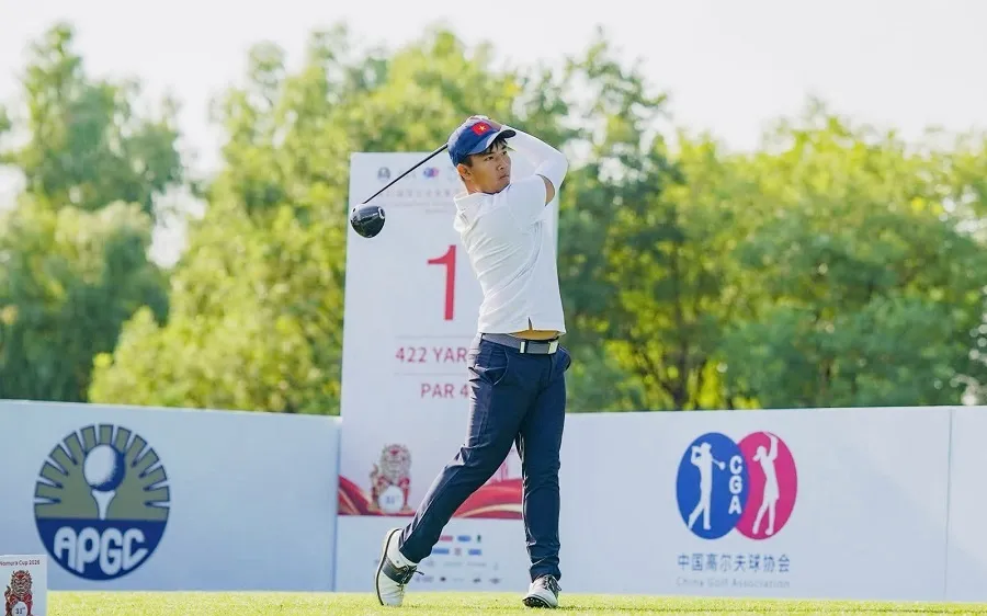 Golf thủ Hồ Anh Huy của đội tuyển golf Việt Nam tại giải đấu lần này. Ảnh: VGA