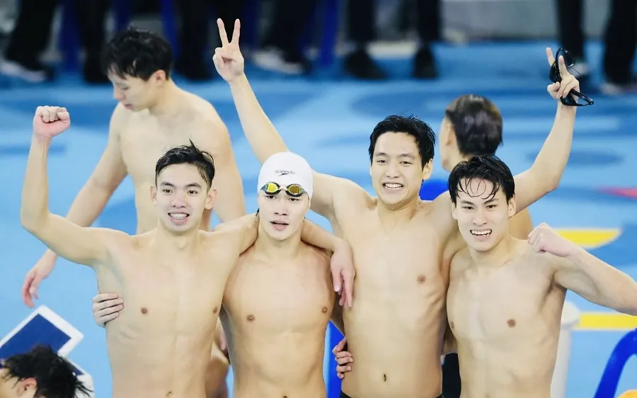 Đội tiếp sức 4x200m tự do nam của bơi Việt Nam đã giành hạng 4 đầy cố gắng ở ASIAD 20. Ảnh: DŨNG PHƯƠNG