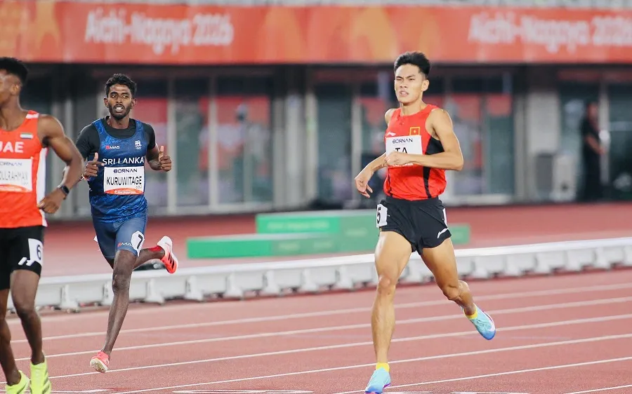 Tạ Ngọc Tưởng không giành quyền vào chung kết 400m tại ASIAD 20. Ảnh: LƯỢNG LƯỢNG