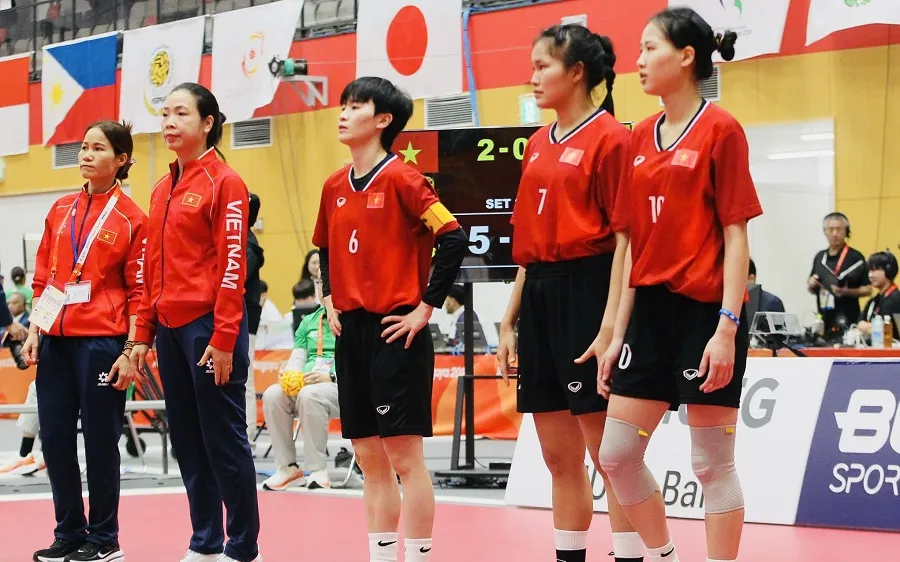 Đội cầu mây nữ Việt Nam đã vào chung kết nội dung đôi nữ tại ASIAD 20. Ảnh: LƯỢNG LƯỢNG