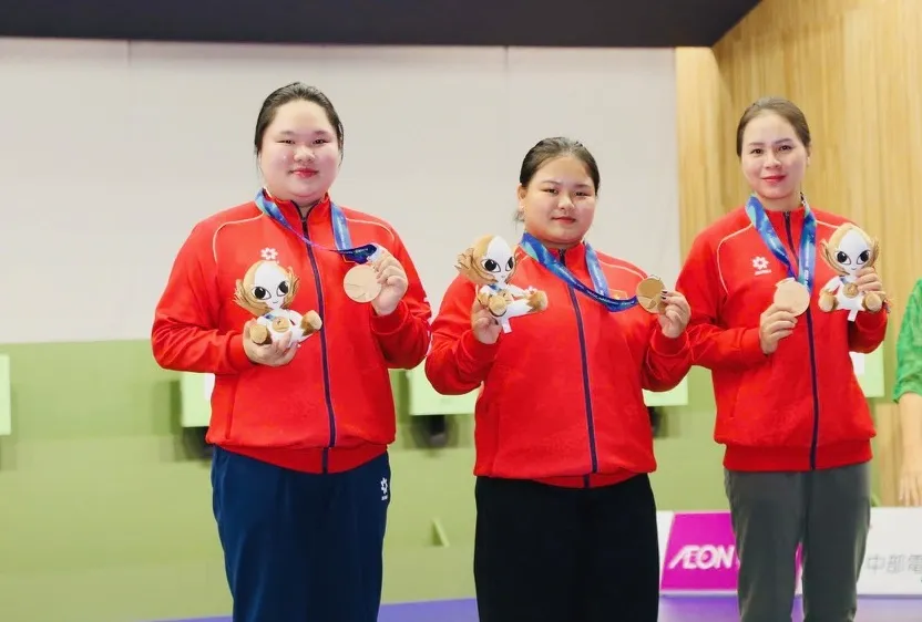 Tấm HCĐ nội dung 10m súng ngắn hơi đồng đội nữ là kết quả huy chương duy nhất của Đội tuyển bắn súng Việt Nam tại ASIAD 20. Ảnh: LƯỢNG LƯỢNG
