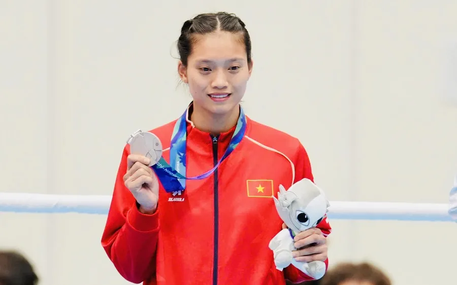 Võ sĩ Nguyễn Thị Tâm giành HCB tại ASIAD 20. Ảnh: LƯỢNG LƯỢNG