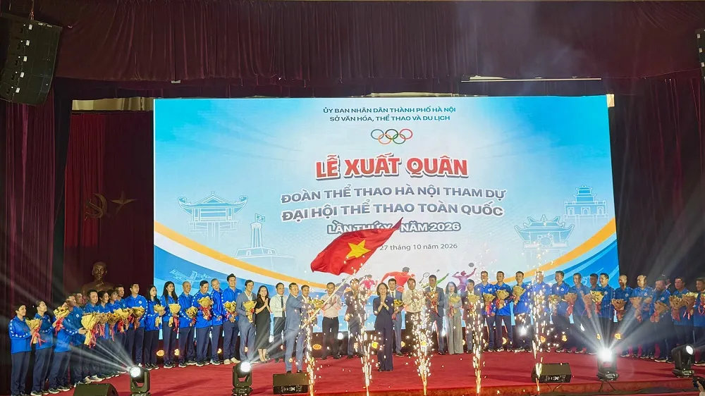 Đoàn thể thao Hà Nội tự tin lên đường tham dự Đại hội thể thao toàn quốc lần thứ X-2026. Ảnh: MINH CHIẾN
