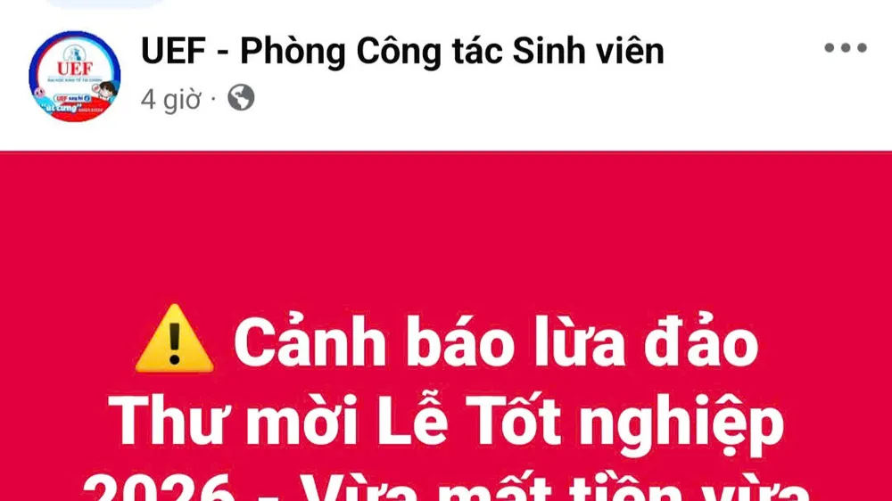 Ảnh chụp màn hình Fanpage của Phòng Công tác sinh viên UEF (15h, ngày 19/8/2026). NHƯ Ý