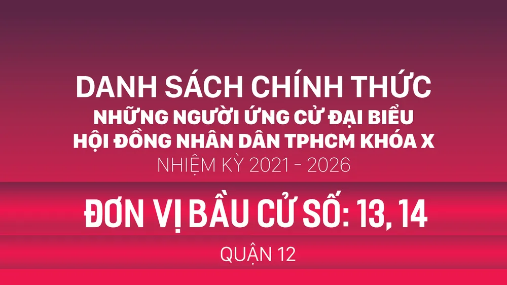 Đơn vị bầu cử số: 13,14 (quận 12)