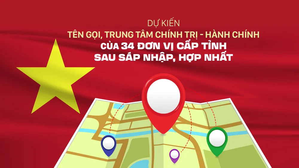 Dự kiến tên gọi và trung tâm chính trị - hành chính của 34 đơn vị cấp tỉnh sau sáp nhập