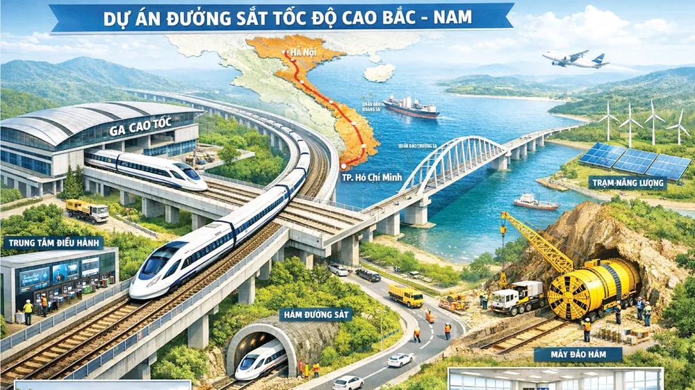 Mô hình dự án đường sắt tốc độ cao Bắc - Nam (Hình ảnh do Al tạo)