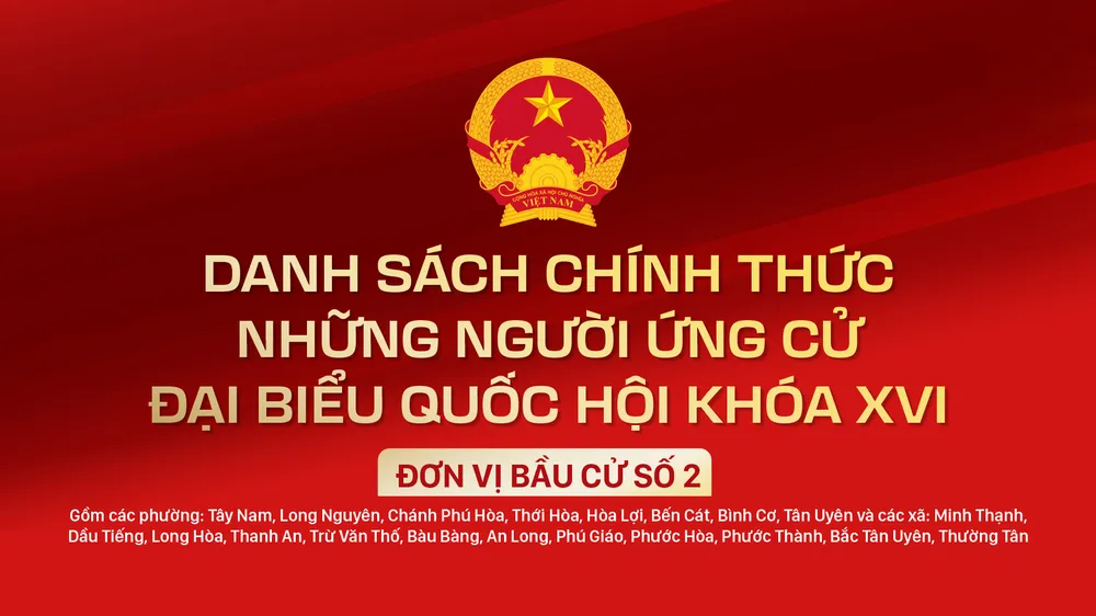Danh sách chính thức những người ứng cử ĐBQH khóa XVI - Đơn vị bầu cử số 2
