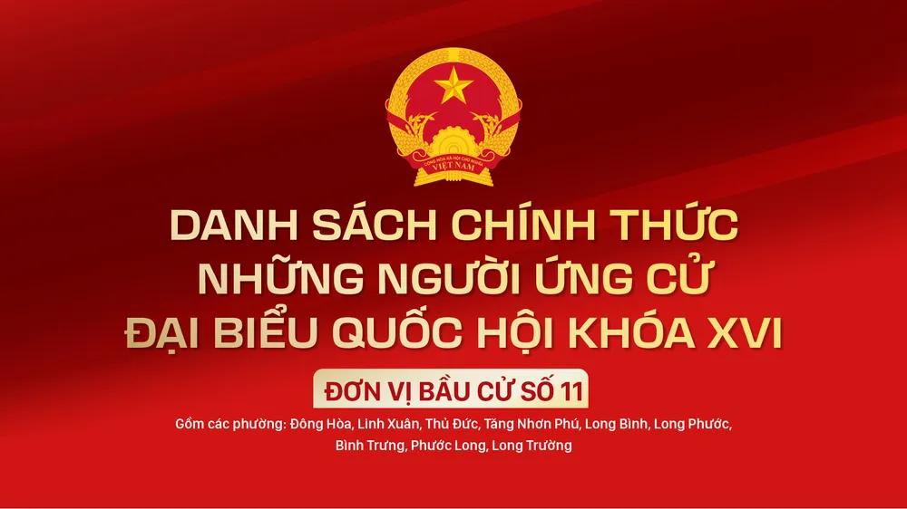 Danh sách chính thức những người ứng cử ĐBQH khóa XVI - Đơn vị bầu cử số 11