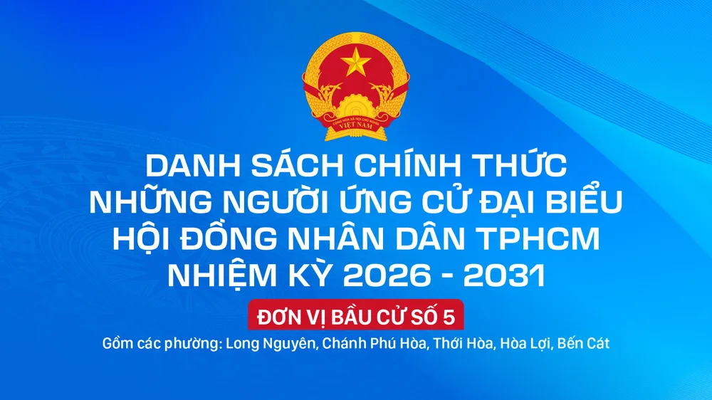 Danh sách chính thức những người ứng cử đại biểu HĐND TPHCM nhiệm kỳ 2026 - 2031 - Đơn vị bầu cử số 5