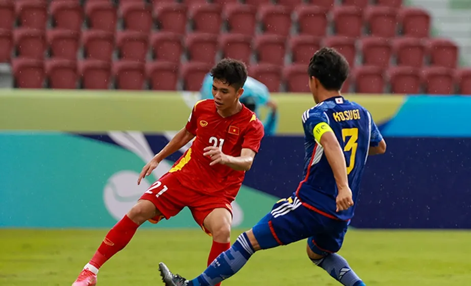 U17 Việt Nam trong cuộc so tài với Nhật Bản ở VCK U17 châu Á 2023 vừa qua