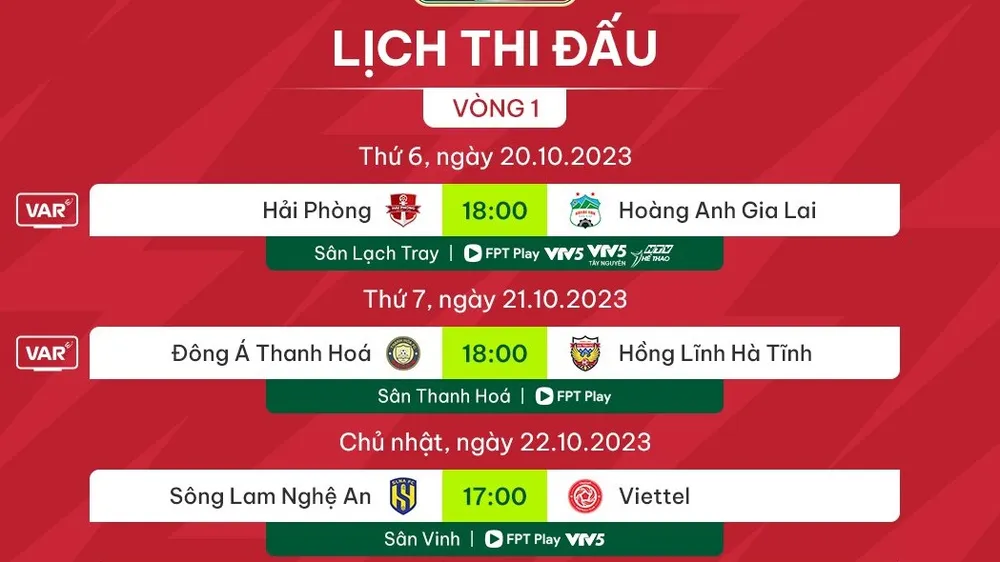 Lịch thi đấu vòng 1 V-League 2023/04