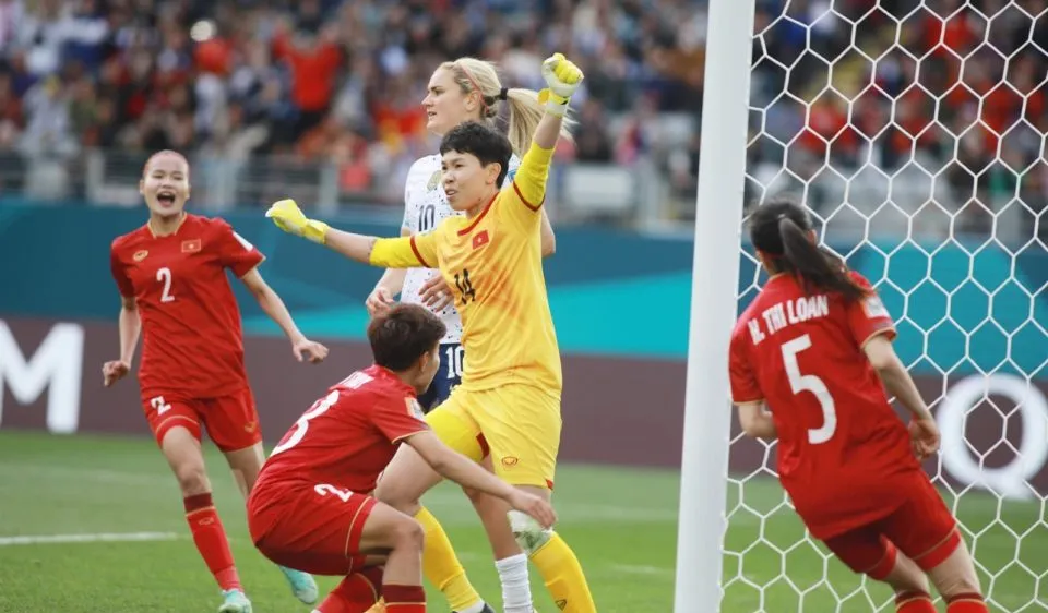 Thủ môn Kim Thanh trong đội hình ĐTVN tham dự World Cup nữ 2023. 