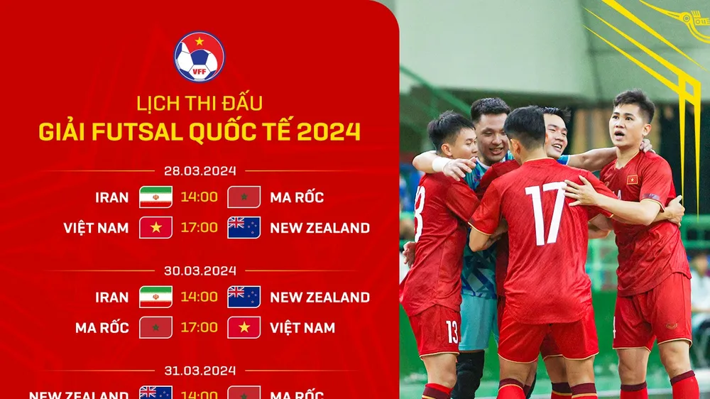 Lịch thi đấu giải futsal Quốc tế 2024