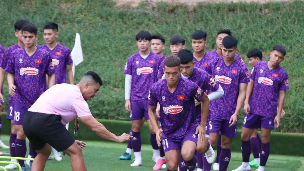 U23 Việt Nam sẵn sàng cho trận tập huấn cùng U23 Jordan. Ảnh. ĐOÀN NHẬT