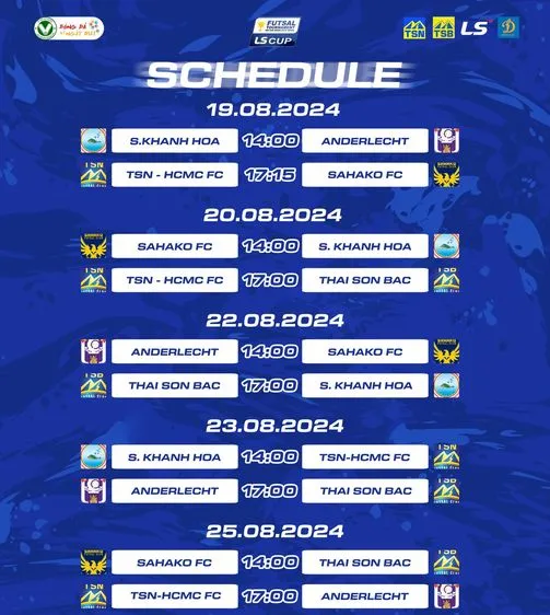 Lịch thi đấu giải futsal quốc tế TPHCM - LS Cup 2024
