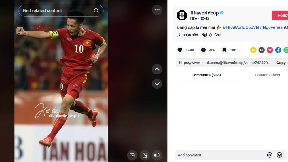 FIFA khen ngợi tiền đạo Nguyễn Văn Quyết