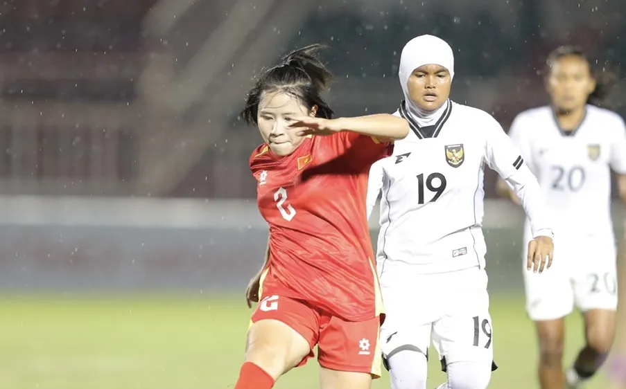 Hồng Minh, tác giả bàn mở tỷ số cho đội tuyển U19 nữ Việt Nam. Ảnh: DŨNG PHƯƠNG