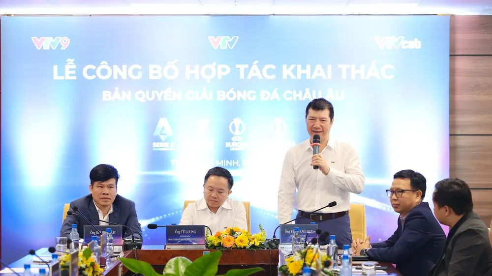 Ông Vũ Quang Huy, Phó Tổng giám đốc VTVcab phát biểu tại lễ công bố thỏa thuận hợp tác.
